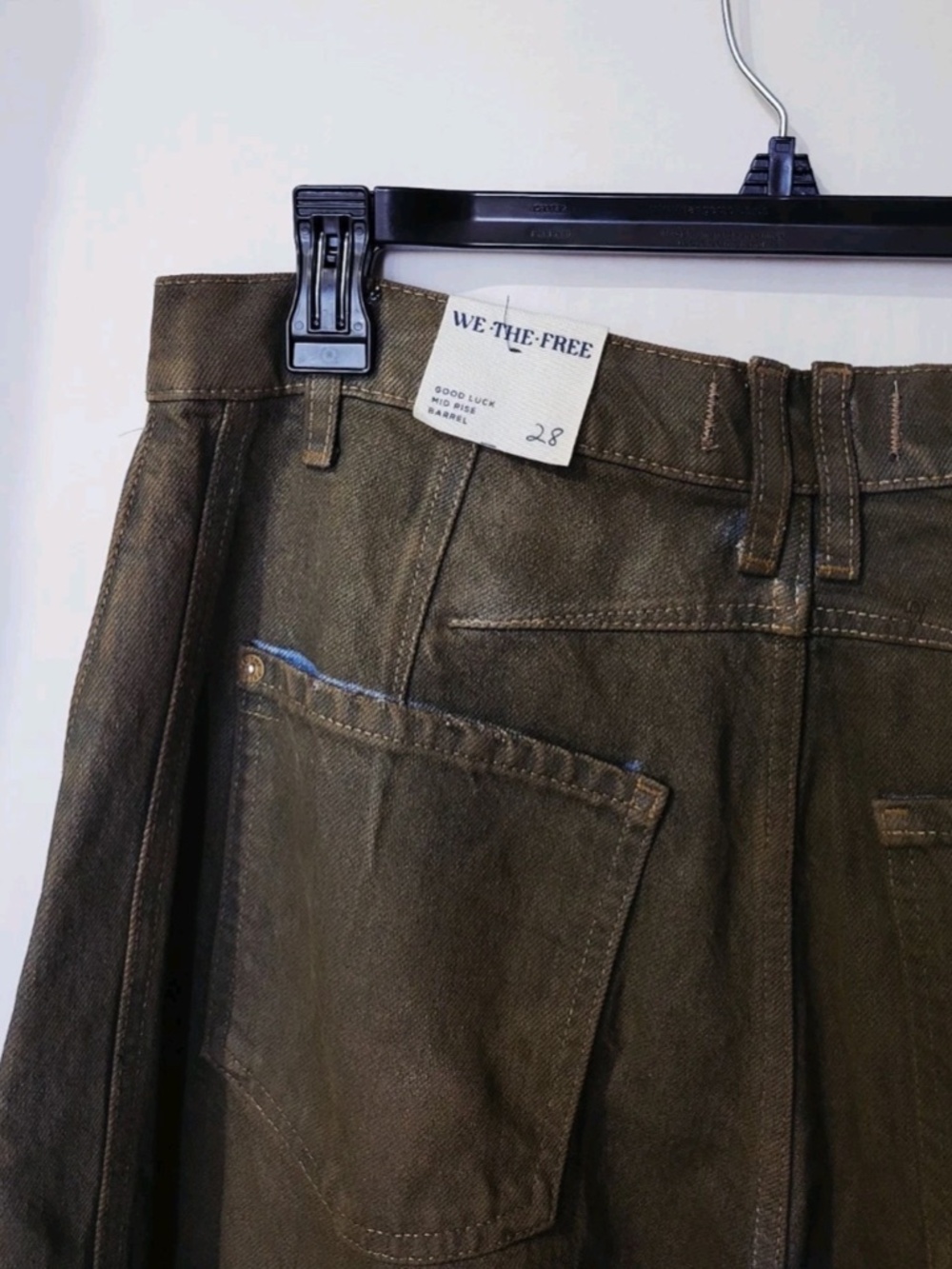 Unworn - Free People Coated Barrel Leg Denim Jeans - Picture 10 of 15